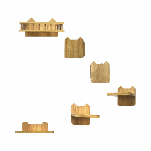 Midlee Cat Wall Shelves Climber Furniture- Medium- Perch Activity Wooden Tree Perspective: front