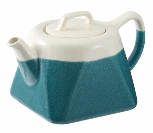 CasaWare Crackled Glaze Stoneware Teapot with Stainer - Turquoise Perspective: front