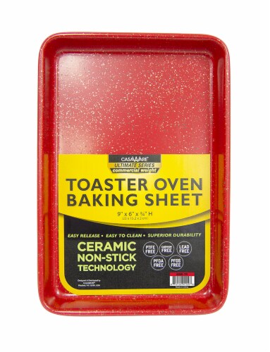CasaWare Ultimate Series Ceramic Non-Stick Toaster Oven Baking Sheet - Red Perspective: front