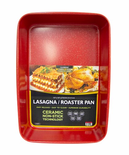CasaWare Ultimate Series Ceramic Non-Stick Lasagna/Roaster Pan - Red Perspective: front