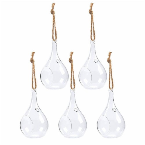 5 Pack Hanging Glass Terrarium, Indoor Outdoor Decor, 3.15 x 5.51 x 3.15 inch Perspective: front