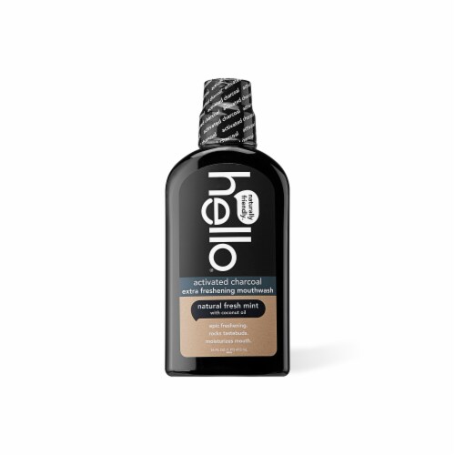 hello Activated Charcoal Extra Freshening Mouthwash Alcohol Free Perspective: front