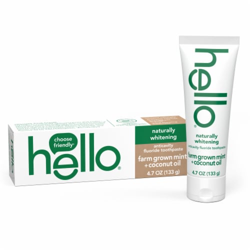 Hello Farm Grown Mint Naturally Whitening Fluoride Toothpaste Perspective: front