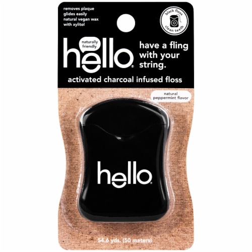 Hello Activated Charcoal Infused Floss Perspective: front