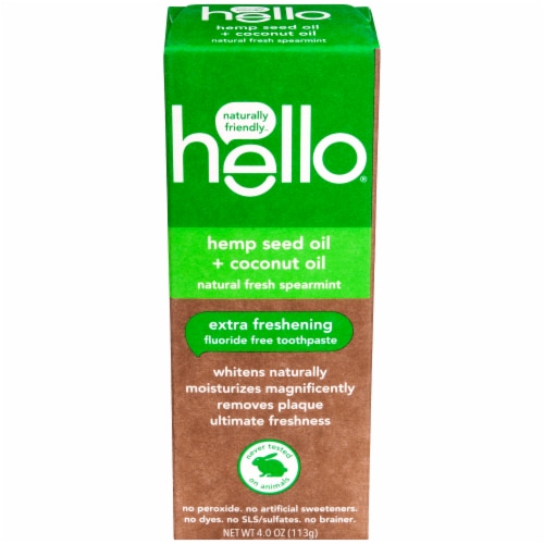 Hello Natural Fresh Spearmint Fluoride Free Toothpaste Perspective: front
