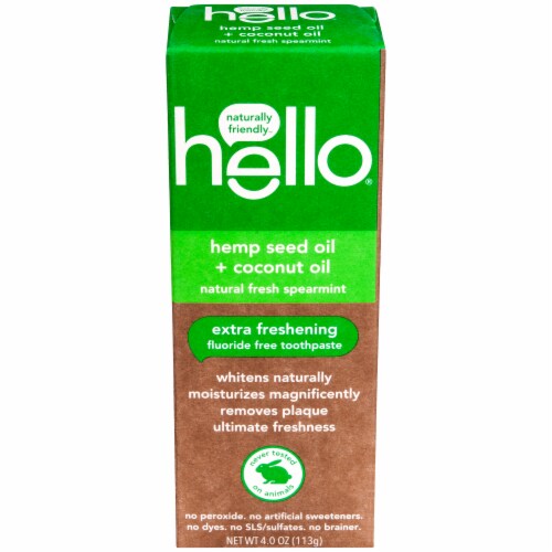 Hello Natural Fresh Spearmint Fluoride Free Toothpaste Perspective: front