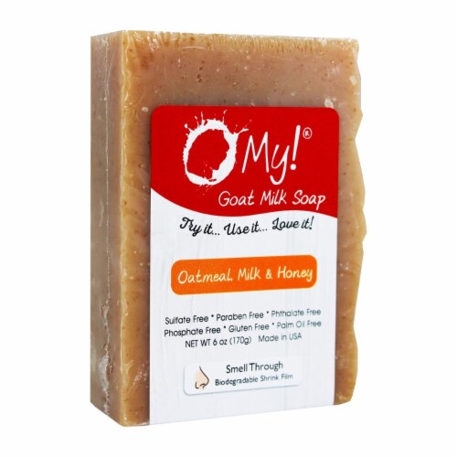 O My 708069 6 oz Goat Milk Oatmeal Honey Soap Bar Perspective: front