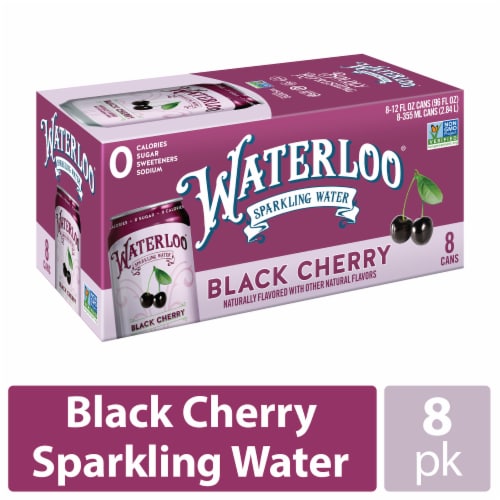 Waterloo Black Cherry Sparkling Water Perspective: front