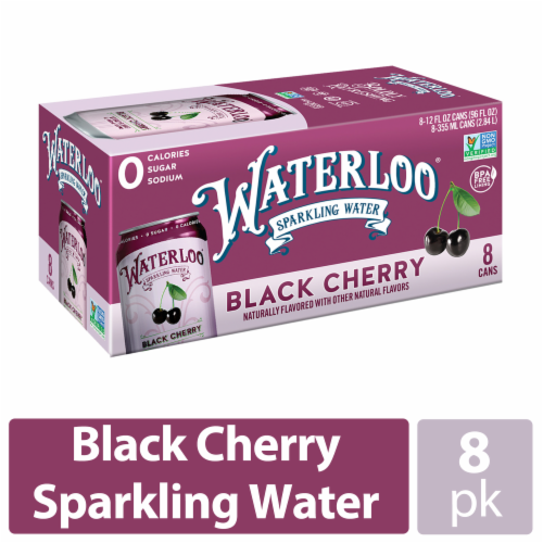 Waterloo® Black Cherry Flavored Sparkling Water Cans Perspective: front