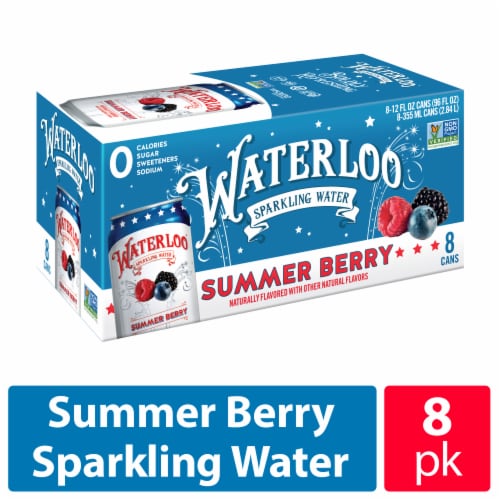 Waterloo Summer Berry Sparkling Water - 8pk / 12 fl oz Cans Perspective: front