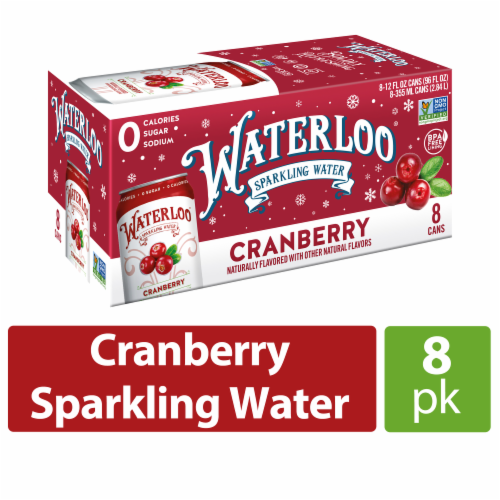 Waterloo® Cranberry Flavored Sparkling Water Cans Perspective: front