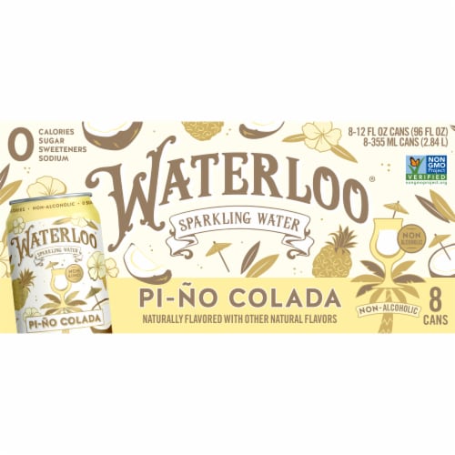 Waterloo Pi-Ño Colada Sparkling Water - 8pk / 12 fl oz Cans Perspective: front