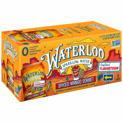 Waterloo® Spiced Mango Sorbet Sparkling Water Perspective: front