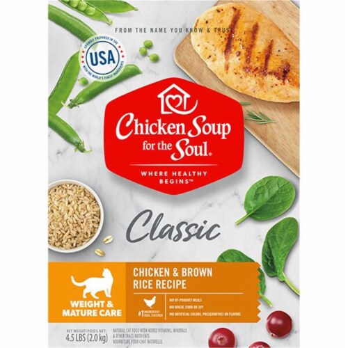 Chicken Soup 418435 No.4.5 Weight & Mature Care Chicken & Brown Rice Recipe Cat Food Perspective: front