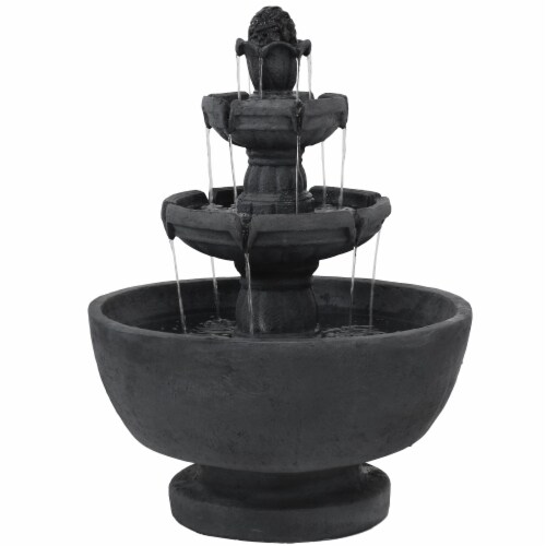 Outdoor Water Fountain 3 Tier 34 Budding Fruition Patio Garden Yard Décor Perspective: front