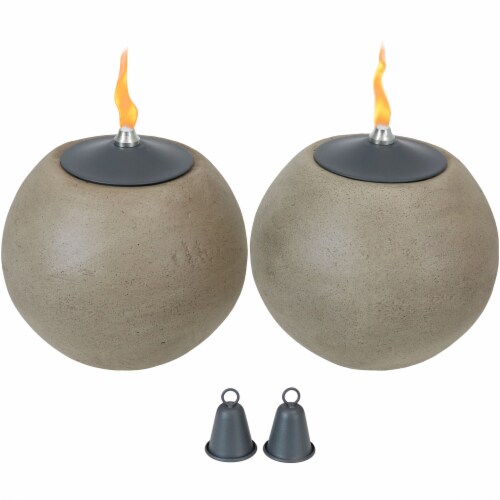 Sunnydaze 7" Stone-Look Ball Outdoor Citronella Tabletop Torch - Set of