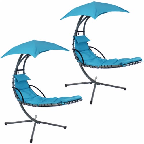 Sunnydaze Floating Lounge Chair and Umbrella Curved Stand Set of 2 82 Fry s Food Stores