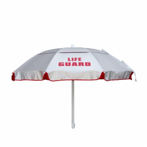 Kemp USA 12-003-RED-GRD Wind Umbrella- Silver & Red Printed with Guard Perspective: front