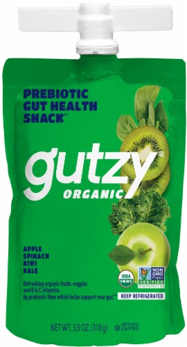 Gutzy® Organic Apple Spinach Kiwi & Kale Prebiotic Fruit & Vegetable Pouch Perspective: front