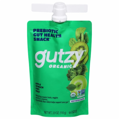 Gutzy® Organic Apple Spinach Kiwi & Kale Prebiotic Fruit & Vegetable Pouch Perspective: front