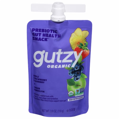 Gutzy® Organic Apple Strawberry Blueberry Ginger & Dandelion Prebiotic Fruit & Fiber Perspective: front