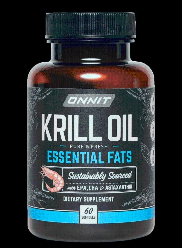 Onnit Krill Oil Essential Fats Dietary Supplement Softgels Perspective: front