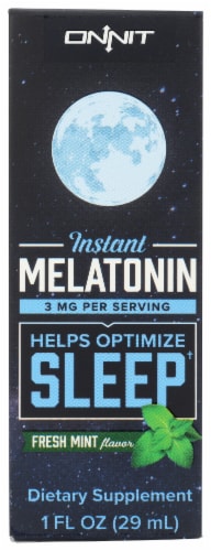 Onnit Fresh Mint Instant Melatonin Spray 3mg Perspective: front
