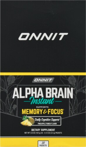 Onnit Pineapple Punch Alpha Brain Instant Dietary Supplement Packets Perspective: front