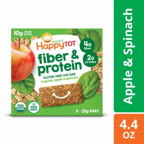 Happy Tot® Organics Fiber & Protein Apples & Spinach Oat Bars Snack Perspective: front