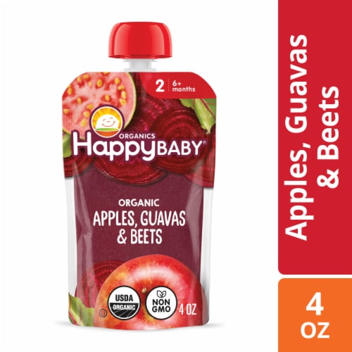 Happy Baby Clearly Crafted Stage 2 Apples Guavas & Beets Pouch Perspective: front