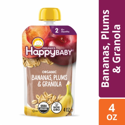 Happy Baby® Organics Bananas Plums & Granola Stage 2 Baby Food Pouch Perspective: front