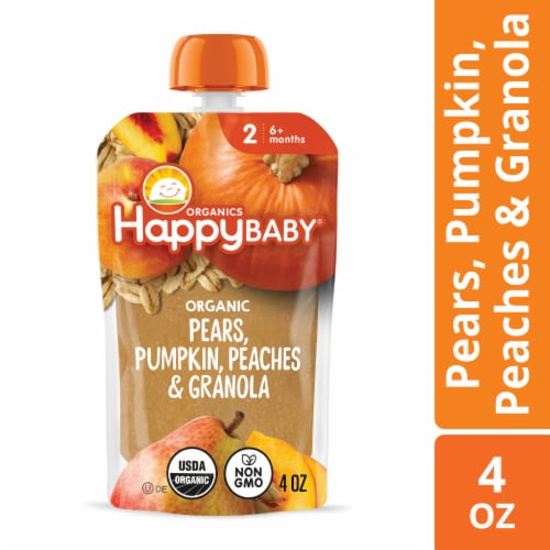 Happy Baby Stage 2 Pear Pumpkin Peaches & Granola Perspective: front