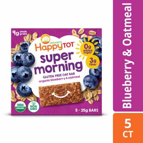 Happy Tot Super Foods Gluten Free Oat Bar Organic Blueberries & Oatmeal Box Perspective: front