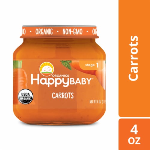 Happy Baby® Stage 1 Carrots Organic Baby Food Perspective: front