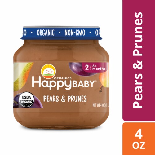 Happy Baby Clearly Crafted Stage 2 Pears & Prunes Jar Perspective: front