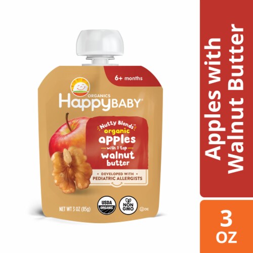 Happy Baby Nutty Blends Apples with Walnut Butter Pouch Perspective: front