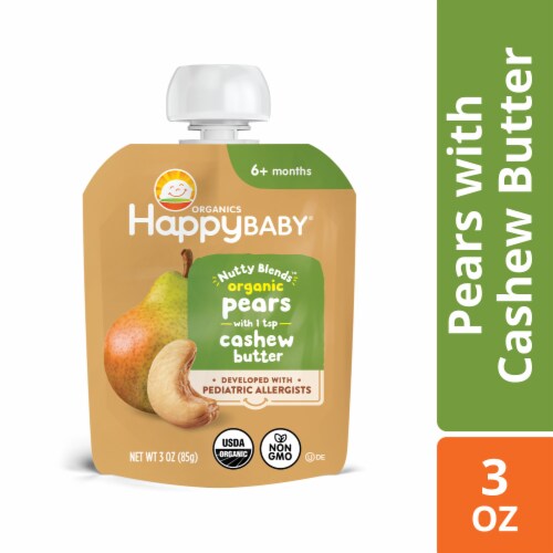 Happy Baby Nutty Blends Pears with Cashew Butter Pouch Perspective: front
