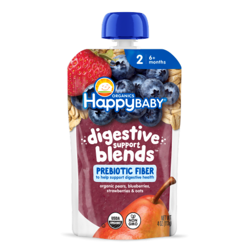 Happy Baby Organics Prebiotic Fiber Digestive Support Blends Perspective: front
