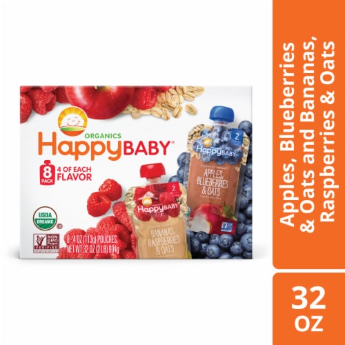 Happy Baby Clearly Crafted Pouch Stage 2 Oat Variety Pack Pouch Perspective: front