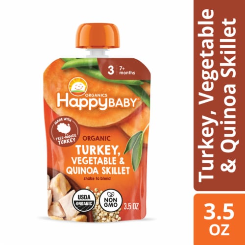 Happy Baby® Organics Savory Blends, Turkey, Vegetables & Quinoa Skillet Pouch Perspective: front