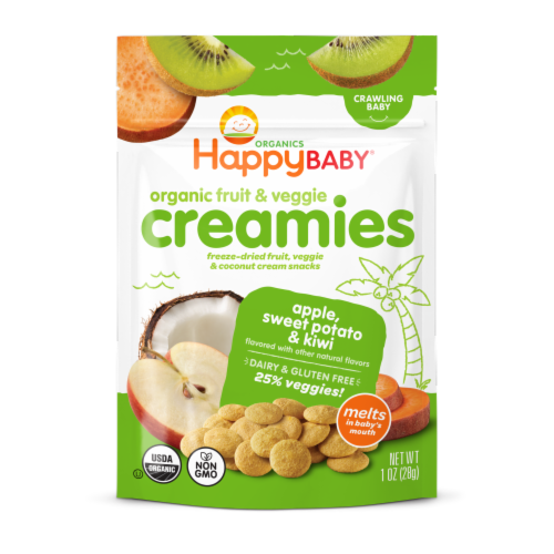 Happy Baby® Crawling Baby Apple Sweet Potato and Kiwi Organic Creamies Snacks Perspective: front