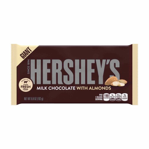 Hershey's Milk Chocolate Giant Candy Bars With Almonds Perspective: front