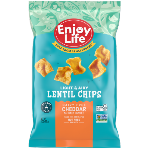 Enjoy Life Cheddar Lentil Chips Perspective: front