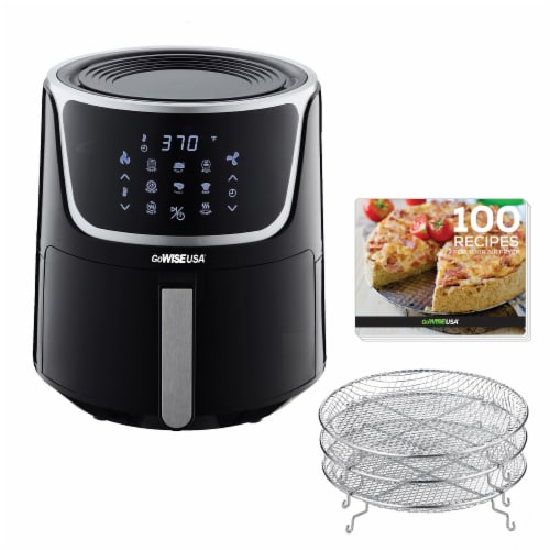 GoWISE USA Electric Air Fryer with Dehydrator - Black/Silver, 7 qt