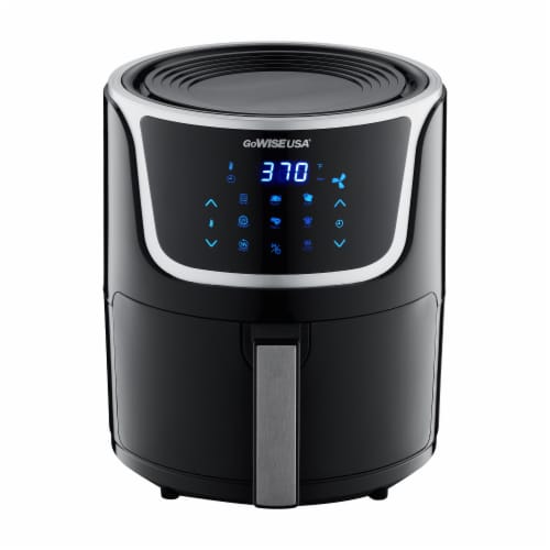 5-Quart Electric Programmable Air Fryer with Digital Touchscreen + 8 Functions, Black/Silver Perspective: front