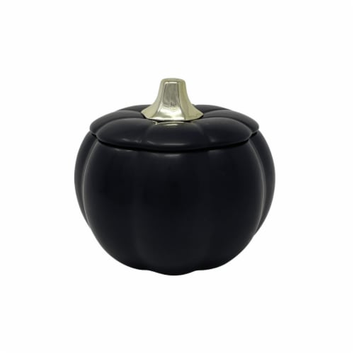 Sand + Fog Home Black Pumpkin Shaped Candle Perspective: front