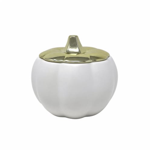 Sand + Fog Home White Pumpkin Shaped Candle Perspective: front