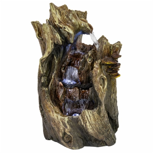 Sunnydaze Cascading Caves Waterfall Water Tabletop Fountain Feature w/ LED - 14 Perspective: front