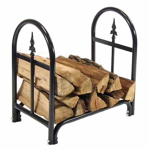 Sunnydaze Indoor-Outdoor Black Steel Firewood Log Rack and Cover