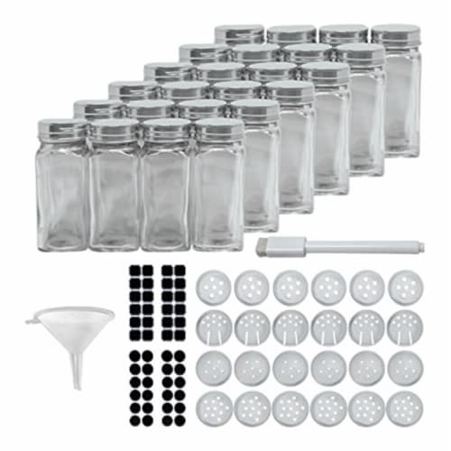 24 Pack Glass Spice Jars with Metal Lids, 4oz Empty Square Spice